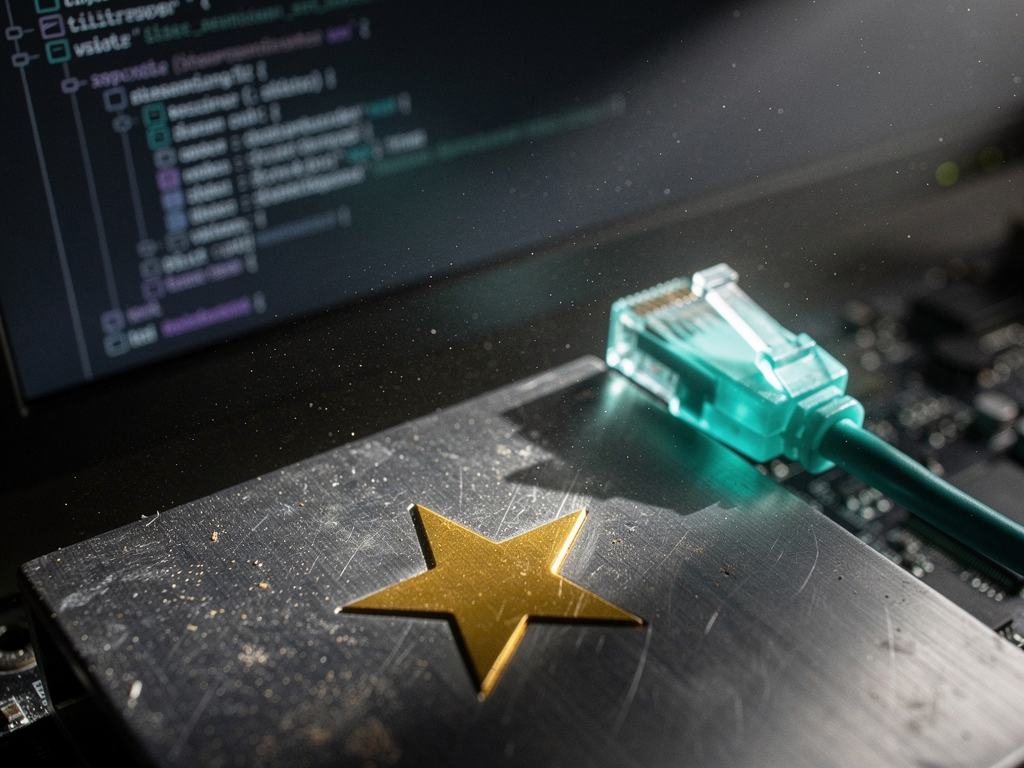Méthode FDE et dépôt GitHub à 438 étoiles : plaque étoilée et connecteur réseau reliant le code aux données