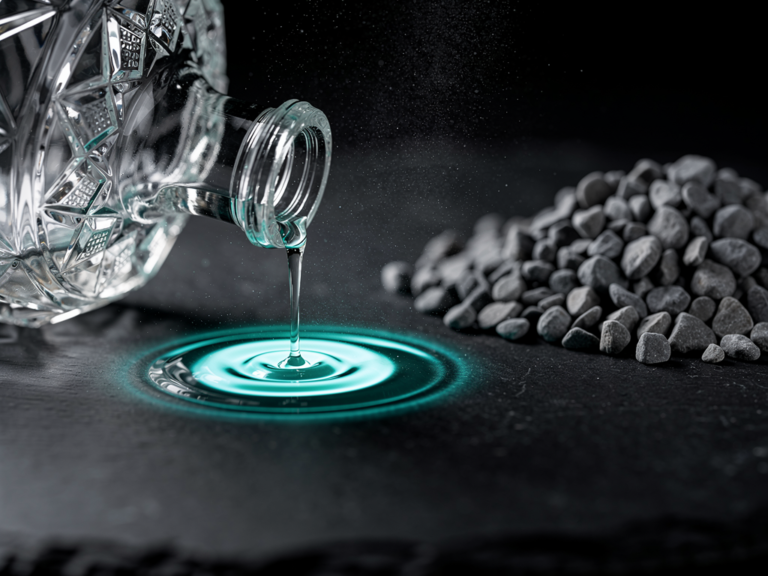 Contenu IA générique contre contenu à forte valeur en 2026 : goutte de cristal lumineuse face à des cailloux gris identiques