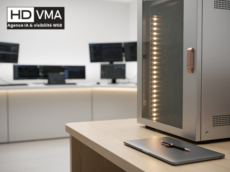 Pannes de Claude : baie de serveurs et salle de contrôle d'un datacenter moderne