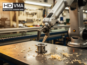 Robots qui remplacent les humains en 2026 : bras robotique en atelier d'assemblage