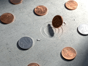 Universal Commerce Protocol UCP Google 2026 : pièces de monnaie dispersées sur béton, commerce agentique