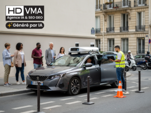 Voiture autonome et IA : capteurs sur le toit d'un robotaxi en essai