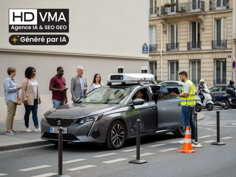 Voiture autonome et IA : capteurs sur le toit d'un robotaxi en essai