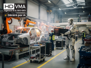 Robots en Europe : bras robotisés sur une ligne d'assemblage moderne du continent