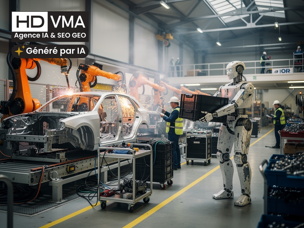 Robots en Europe : bras robotisés sur une ligne d'assemblage moderne du continent